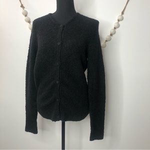 MODA International Cardigan Black Button Up BoucleWomens Large